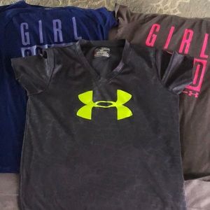 Three UA girls medium loose fit shirts!